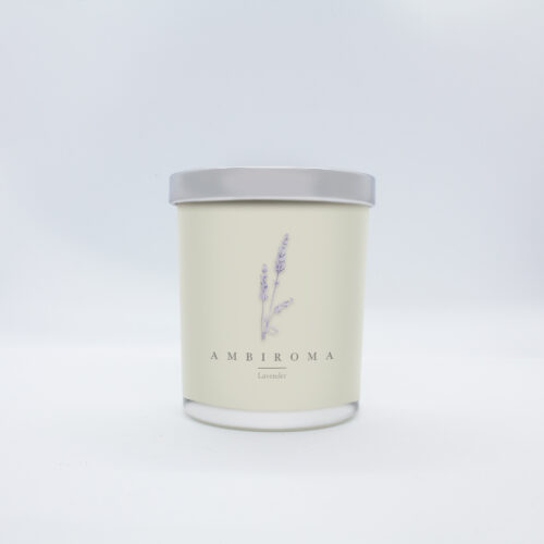 lavender scented candle with silver lid